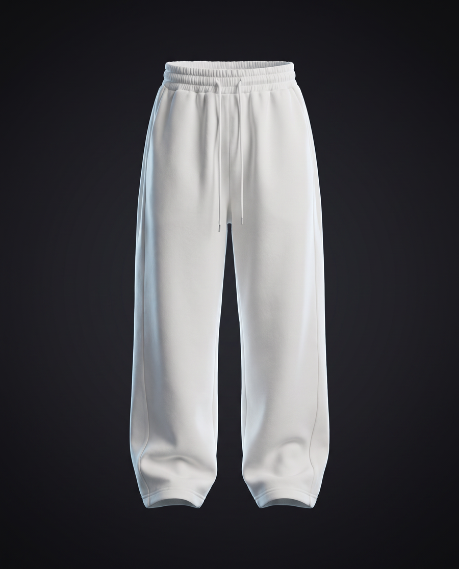 Jogger oversize blanc, photo produit sur fond anthracite
